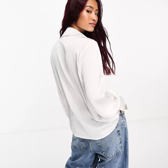 French Connection Satin Shirt White 12 NWT IN‎ PACKAGE - Picture 2 of 7